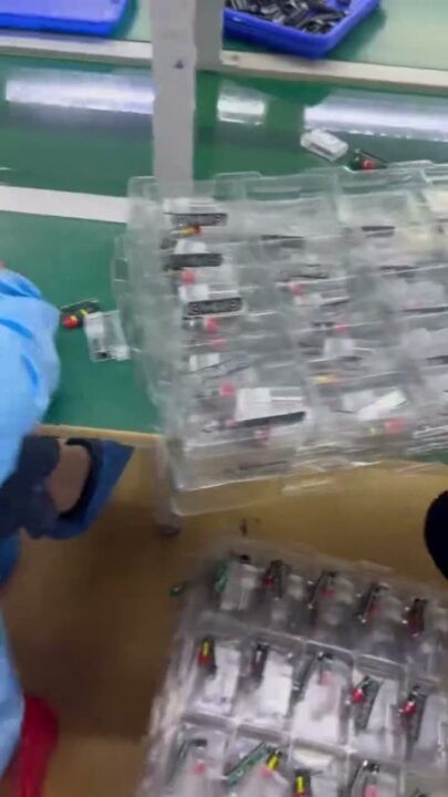 Empty vape hardware production process on the production line